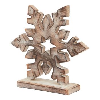 White Wash Collection Snowflake Decoration - Wood - L6 x W22 x H23 cm - Brown