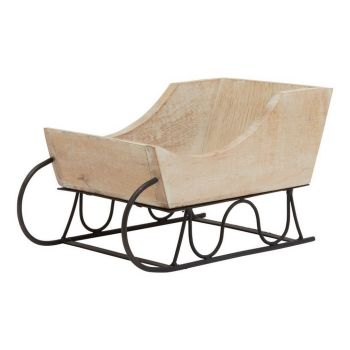White Wash Collection Decorative Sleigh - Metal/Wood - L14 x W14 x H30 cm - Brown