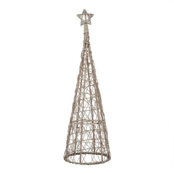 Led Christmas Tree with Star - Wicker - L36 x W36 x H115 cm - Brown