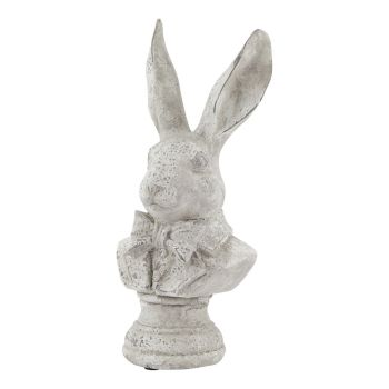 Stone Effect Tuxedo Hare Ornament - Ceramic - L14 x W17 x H38 cm - Grey