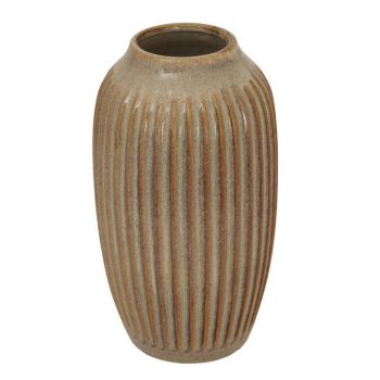 Sabbia Collection Ribbed Vase - Ceramic - L18 x W18 x H30 cm - Brown