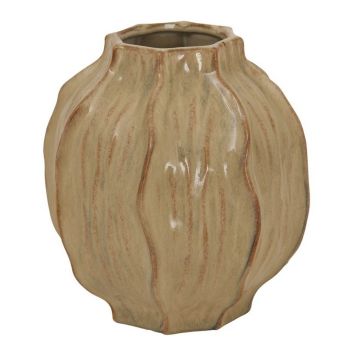 Sabbia Collection Squat Seed Pod Vase - Ceramic - L22 x W22 x H26 cm - Brown