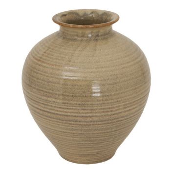 Sabbia Collection Brindled Bowl Vase - Ceramic - L24 x W24 x H27 cm - Brown