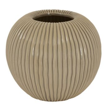 Pallida Collection Medium Striped Vase - Ceramic - L22 x W22 x H19 cm - Brown