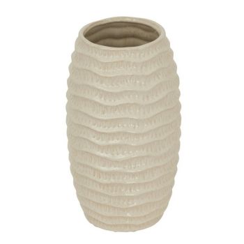 Pallida Tall Ridged Vase - Ceramic - L20 x W20 x H33 cm - White