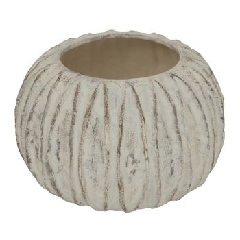 Lorenzo Rotund Fin Vase - Ceramic - L30 x W30 x H20 cm - White