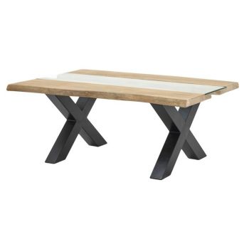 Live Edge Collection Light Acacia River Coffee Table - Metal - L70 x W115 x H45 cm - Black