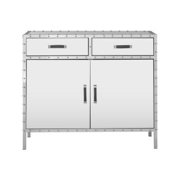 Rivet Sideboard - Metal/Glass - L36 x W108 x H91 cm - Silver