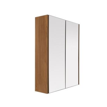 Two Door Oak Effect Wall Cabinet - Wood/Glass - L13 x W50 x H60 cm - Natural