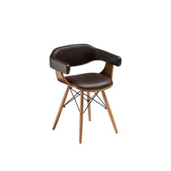 Parker Leather Effect Beech Legs Dining Chair - Wood/Synthetic - L45 x W52 x H40 cm - Brown
