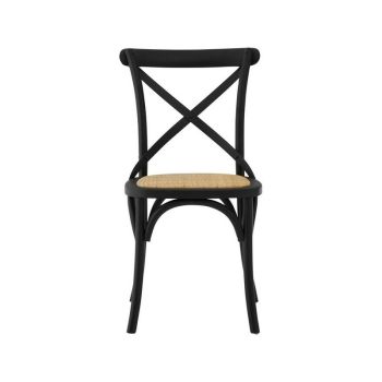 Lyon Chair with Weave Seat - Synthethic/Wood - L52 x W50 x H89 cm - Black/Natural