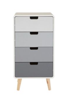 Milo Four Drawer Cabinet - Wood - L48 x W38 x H89 cm - White/Grey