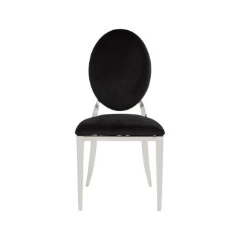 Sarita Stackable Dining Chair - Wood/Metal/Synthetic/Textile - L55 x W47 x H92 cm - Black/Silver