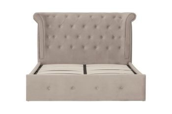Edison Double Ottoman Bed - Metal/Wood/Textile - L219 x W163 x H110 cm - Beige