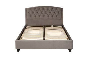 Josephine Steel Shade Double Bed - Wood/Textile - L209 x W147 x H102 cm - Grey