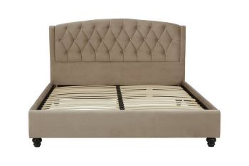 Josephine Mink Kingsize Bed - Wood/Textile - L219 x W163 x H102 cm