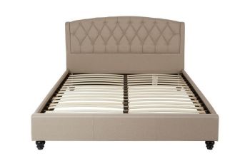 Josephine Kingsize Bed - Wood/Textile - L219 x W163 x H102 cm - Beige