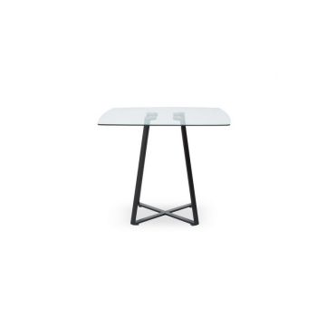 Metropolitan Square Dining Table - Metal/Glass - L90 x W90 x H76 cm - Matte Black