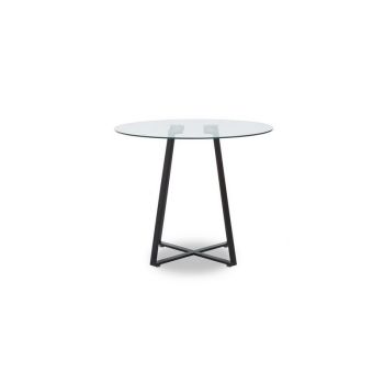 Metropolitan Lattice Dining Table - Glass/Metal - L90 x W90 x H76 cm - Matte Black