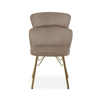 Veneto Velvet Chair - Wood/Textile/Synthetic/Metal - L63 x W53 x H86 cm - Brown