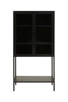 Acier Two Door Cabinet with Shelf - Metal - L35 x W75 x H150 cm - Black