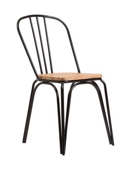 District Dining Chair - Metal/Wood - L55 x W46 x H85 cm - Black