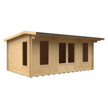 18x12 The Jacob 44mm Cabin - L535 x W355 x H247 cm - Solid Wood/Softwood/Pine - Natural