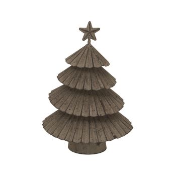 Rustic Layered Christmas Tree with Star - Metal - L6 x W14 x H19 cm - Silver