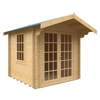 8x8 The Lotherton 28mm Cabin - L235 x W235 x H251.3 cm - Solid Wood/Softwood/Pine - Natural