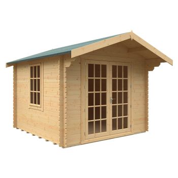 10x10 The Lotherton 28mm Cabin - L295 x W295 x H261.6 cm - Solid Wood/Softwood/Pine - Natural