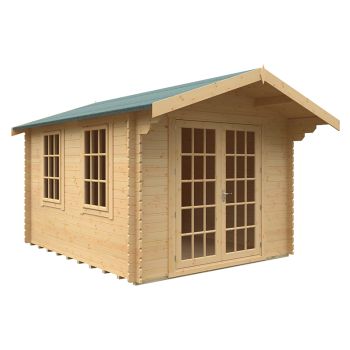 12x10 The Lotherton 28mm Cabin - L355 x W295 x H261.6 cm - Solid Wood/Softwood/Pine - Natural