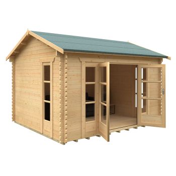 14x12 Bamber 44mm Cabin - L415 x W355 x H282.9 cm - Solid Wood/Softwood/Pine - Natural