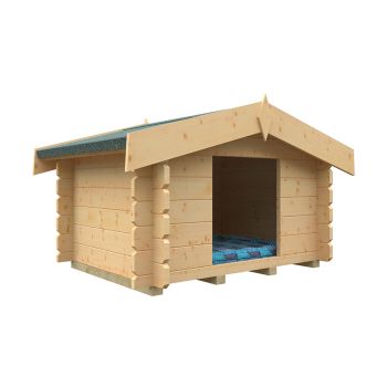 28mm Dog Cabin - L109.6 x W139.6 x H94 cm - Solid Wood/Softwood/Pine - Natural