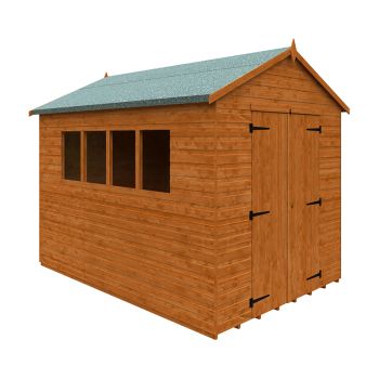 10 x 7 Feet Workshop 12mm Shed - Solid Wood/Softwood/Pine - L295 x W205 x H247.5 cm - Burnt Orange