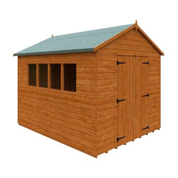 10 x 8 Feet Workshop 12mm Shed - Solid Wood/Softwood/Pine - L295 x W235 x H254.5 cm - Burnt Orange