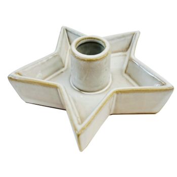Alora Star Candle Holder Decoration - Ceramic - L12 x W13 x H3 cm - White