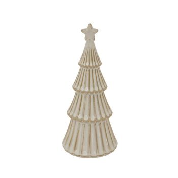 Medium Alora Snowy Layered Christmas Tree with Star - Ceramic - L9 x W9 x H22 cm - White