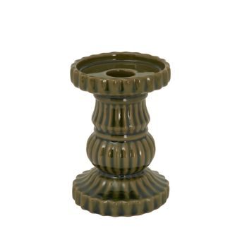 Alora Olive Pillar Candle Holder Decoration - Ceramic - L9 x W9 x H12 cm - Green