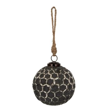 Grey Metallic Collection Large Honey Combe Bauble - Glass - L10 x W10 x H10 cm - Silver