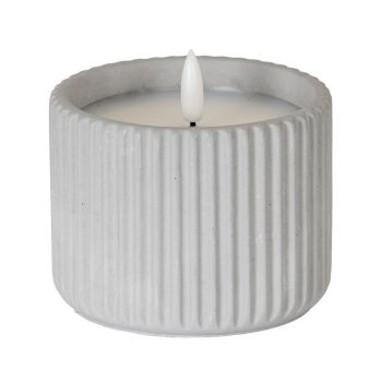 Luxe Collection Natural Glow Chalk Ribbed Medium Led Candle - Wax - L7 x W7 x H9 cm - Grey