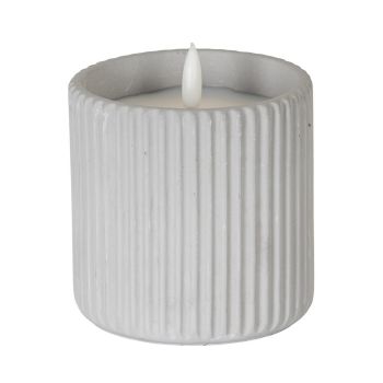 Luxe Collection Natural Glow Chalk Ribbed Large Led Candle - Wax - L9 x W9 x H9 cm - Grey