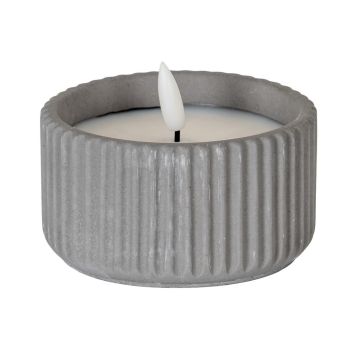 Luxe Collection Natural Glow Ribbed Small Led Candle - Wax - L9 x W9 x H5 cm - Grey