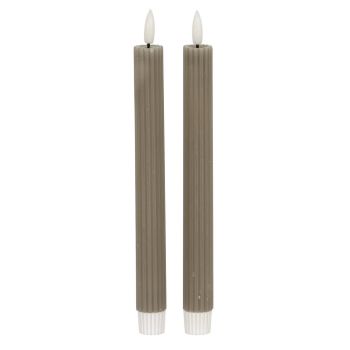 Luxe Collection Natural Glow Ribbed Taper Candles - Wax - L2 x W2 x H24 cm - Grey