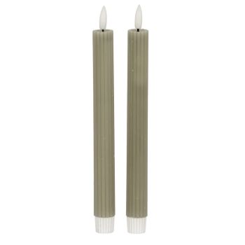 Luxe Collection Natural Glow Ribbed Taper Candles - Wax - L2 x W2 x H24 cm - Sage