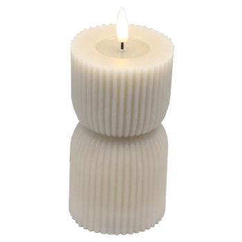 Luxe Collection Natural Glow 2.75 x 6 Stone Carved LED Candle - Plastic/Wax - L7 x W7 x H15 cm