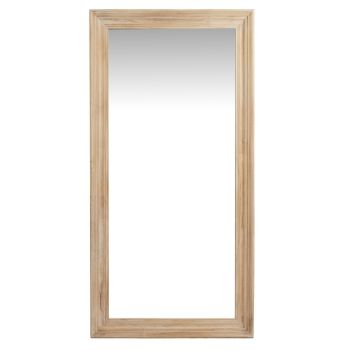 Washed Wood Large Framed Mirror - Glass - L3 x W90 x H180 cm - Brown