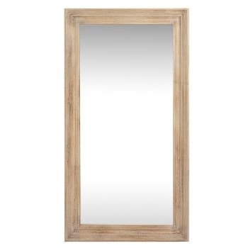 Washed Wood Framed Mirror - Glass - L3 x W76 x H120 cm - Brown