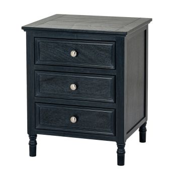 Contour Collection 3 Drawer Side Table - Wood - L43 x W48 x H59 cm - Black