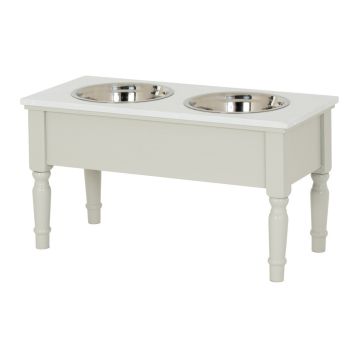 Belmont Collection Pet Feeder Table - Wood - L28 x W60 x H30 cm - White