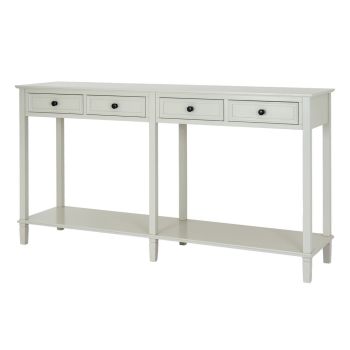 Belmont Collection 4 Drawer Console Table - Wood - L40 x W160 x H86 cm - White